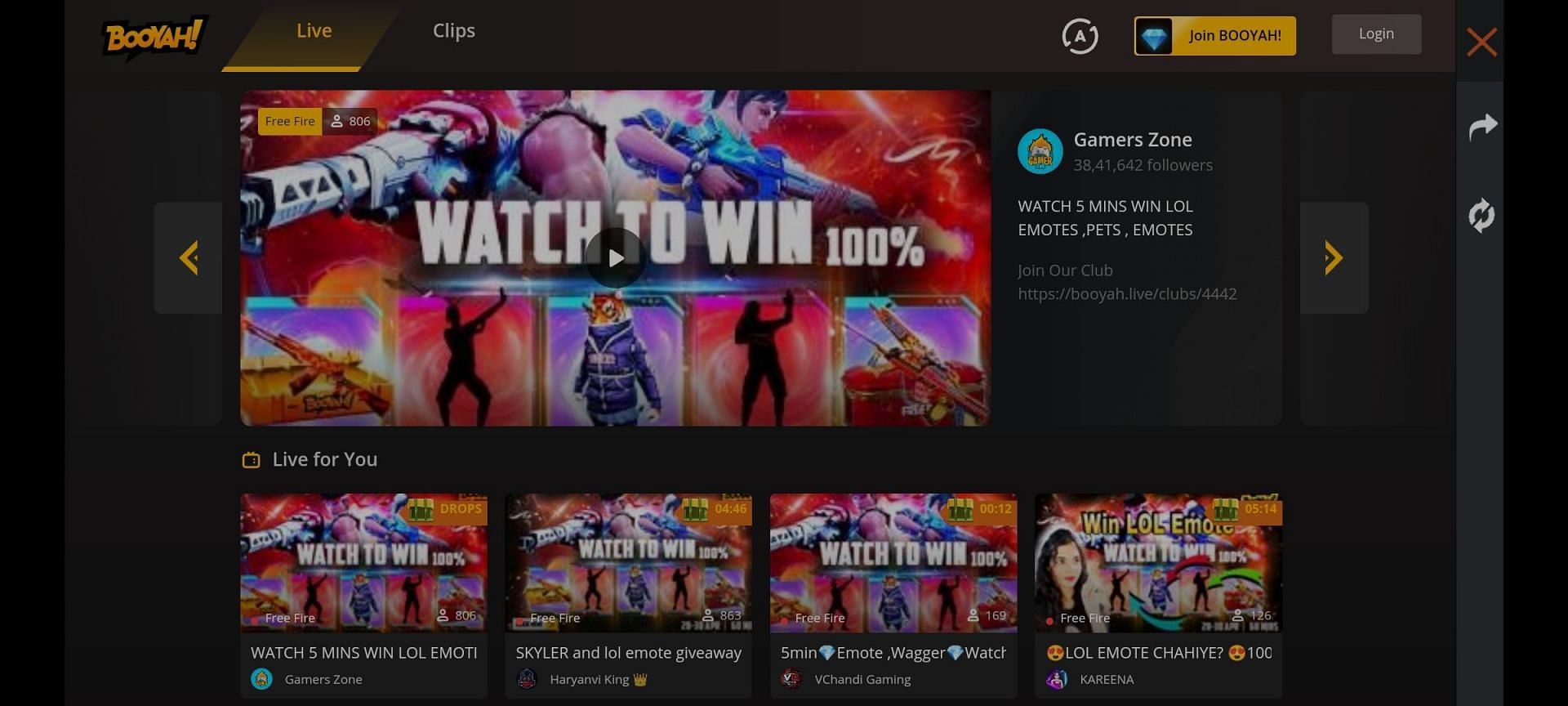 On tapping Go To, players will be redirected to the Booyah page (Image via Garena)